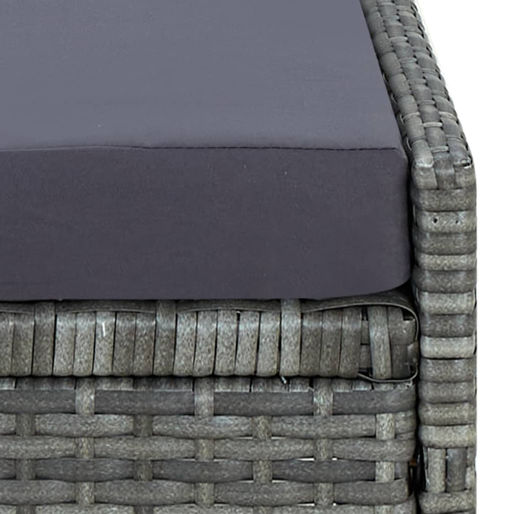 vidaXL Sunbed with Cushion Poly Rattan Gray