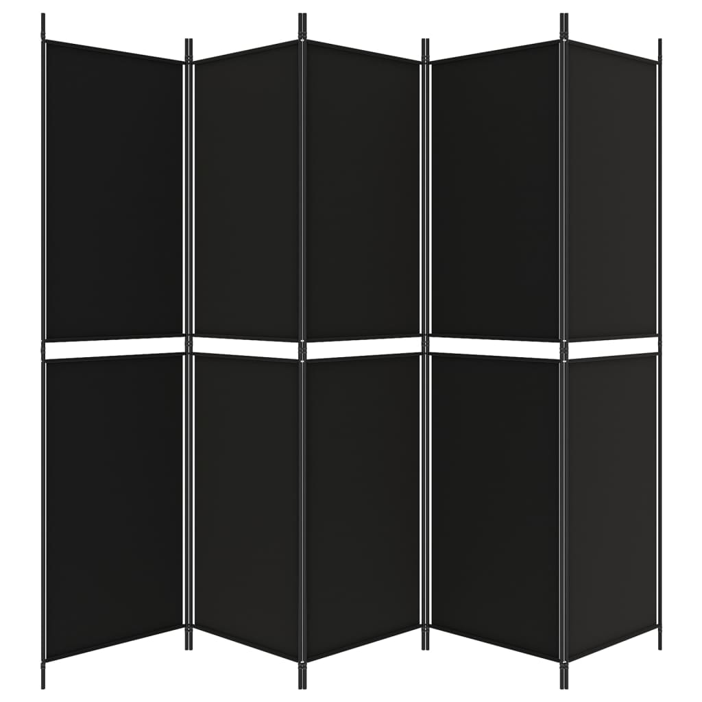vidaXL 5-Panel Room Divider Black 98.4"x78.7" Fabric