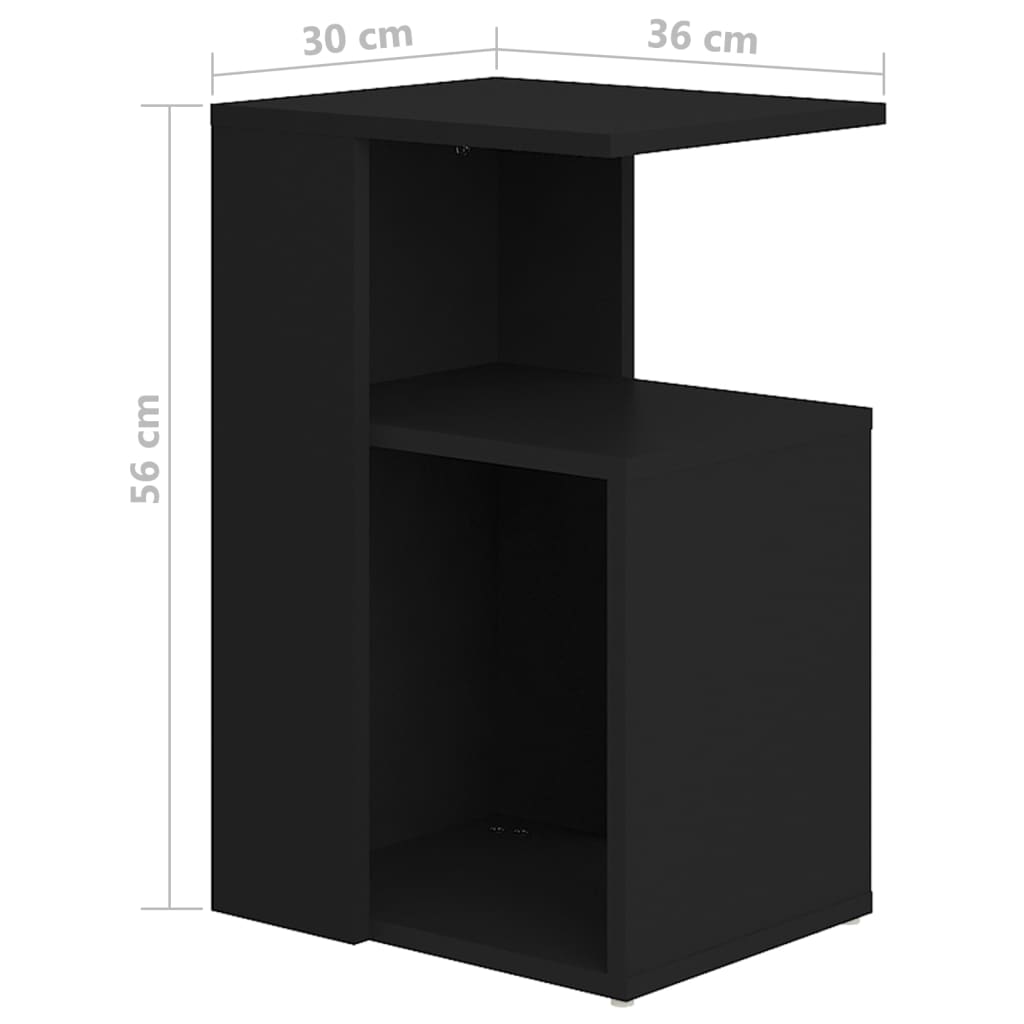 vidaXL Side Table Black 14.2"x11.8"x22" Engineered Wood