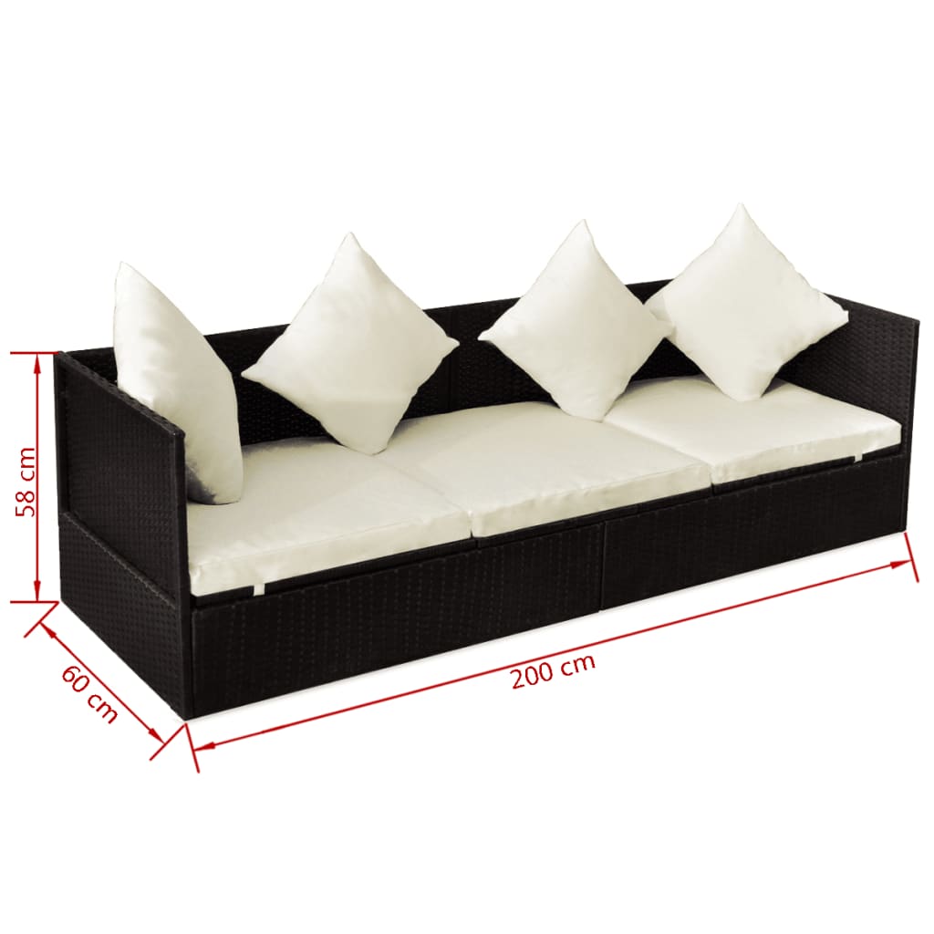 vidaXL Patio Sofa with Cushion & Pillow Poly Rattan Brown