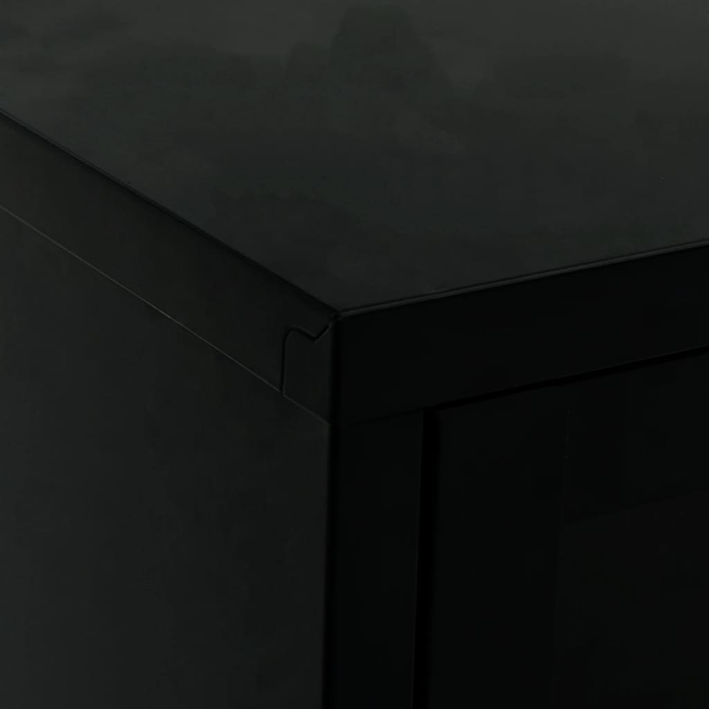 vidaXL TV Cabinet Black 35.4"x11.8"x17.3" Steel and Glass