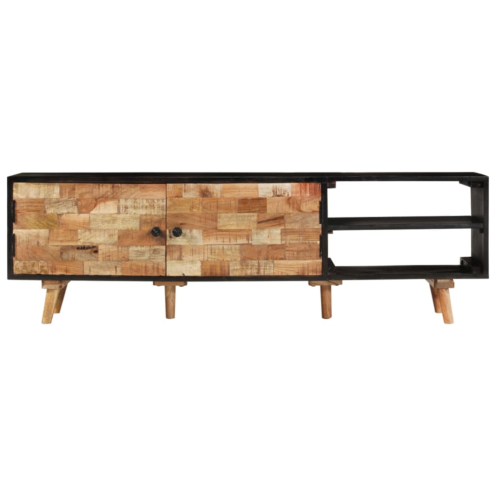 vidaXL TV Cabinet 55.1"x11.8"x17.7" Rough Mango Wood and Solid Acacia Wood