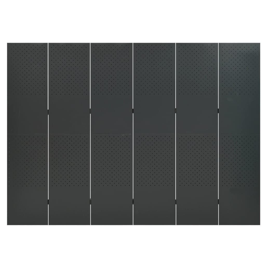 vidaXL 6-Panel Room Dividers 2 pcs Anthracite 94.5"x70.9" Steel