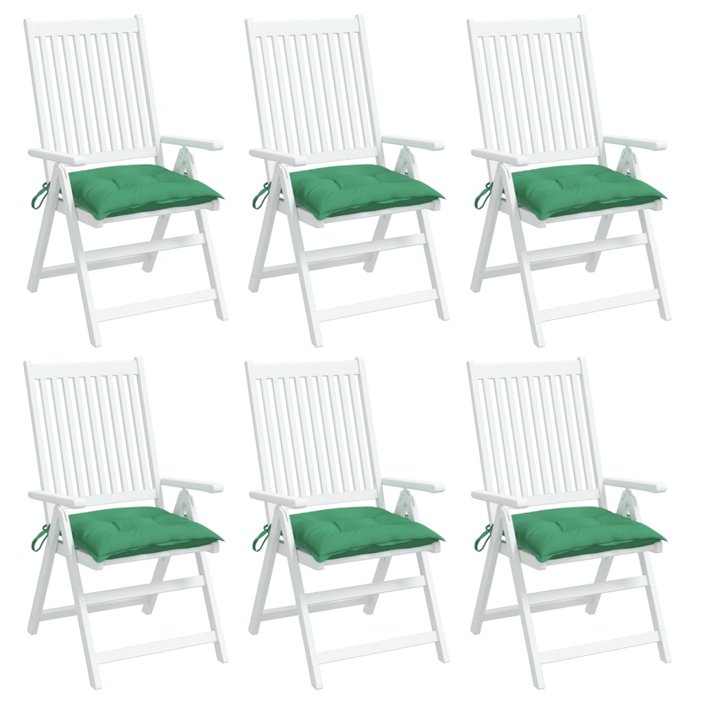 vidaXL Chair Cushions 6 pcs Green 15.7"x15.7"x2.8" Fabric