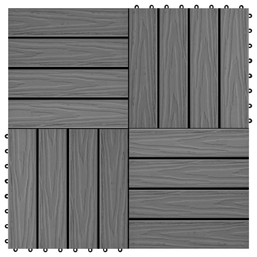 vidaXL 11 pcs Decking Tiles Deep Embossed WPC 11.8"x11.8" 1 sqm Gray