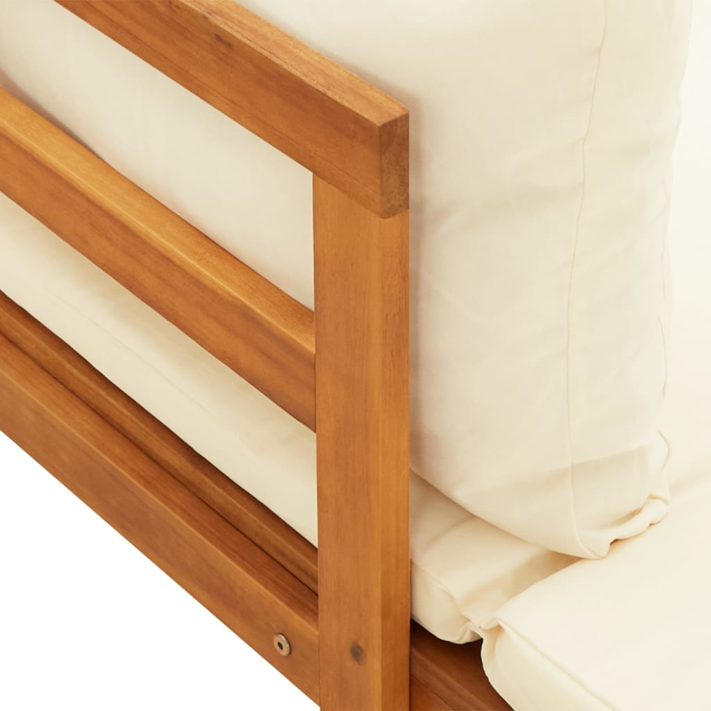 vidaXL Patio Benches with Cream White Cushions 2 pcs Acacia Wood