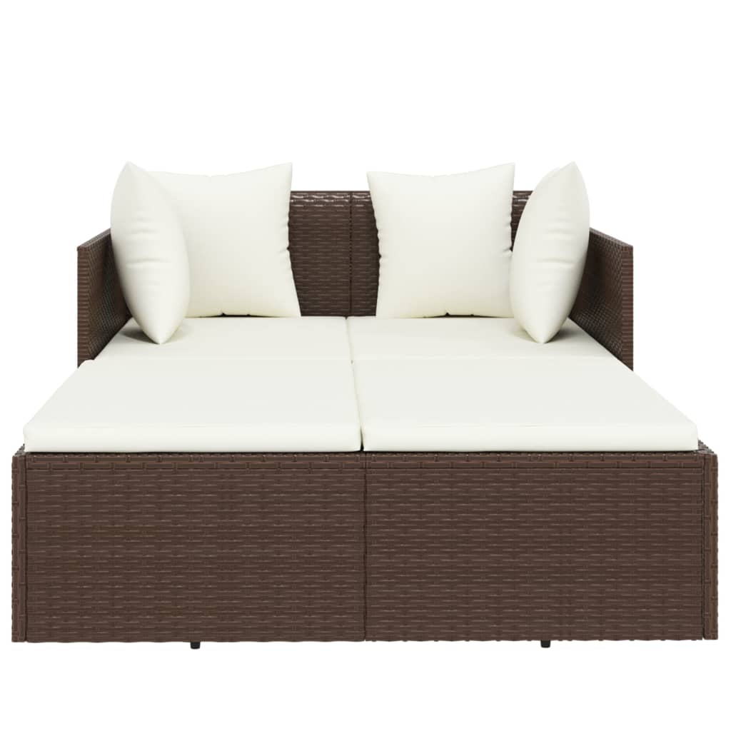 vidaXL Sunbed with Cushions Brown 71.7"x46.5"x24.8" Poly Rattan