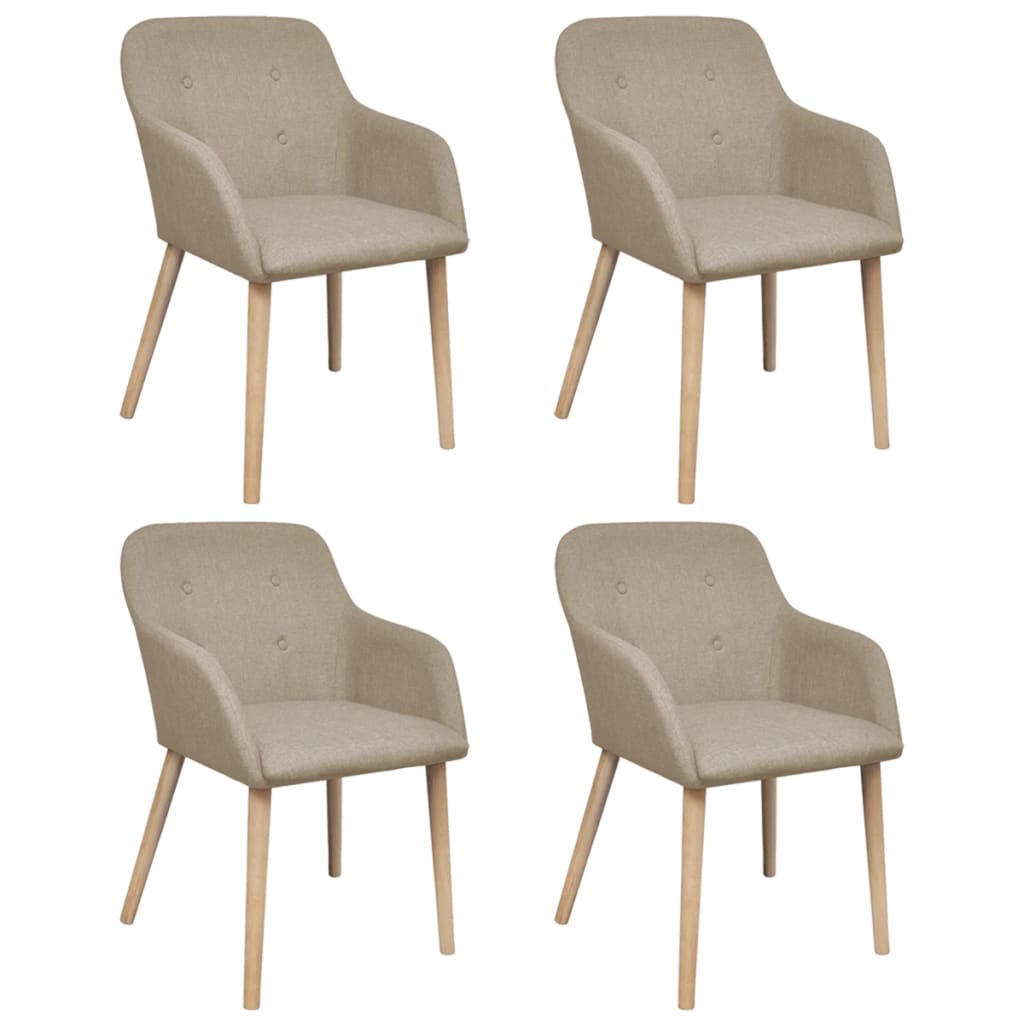 vidaXL Dining Chairs 4 pcs Beige Fabric and Solid Oak Wood