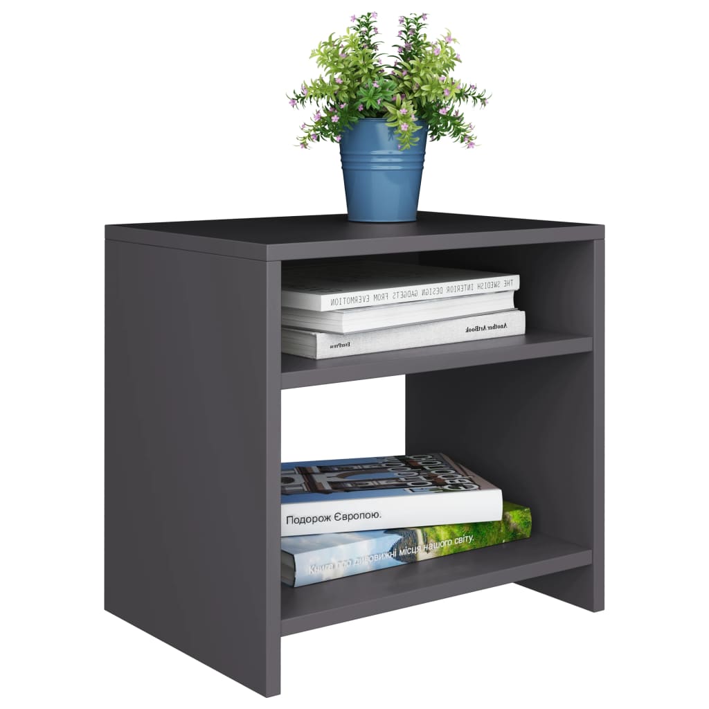 vidaXL Bedside Cabinets 2 pcs Gray 15.7"x11.8"x15.7" Engineered Wood