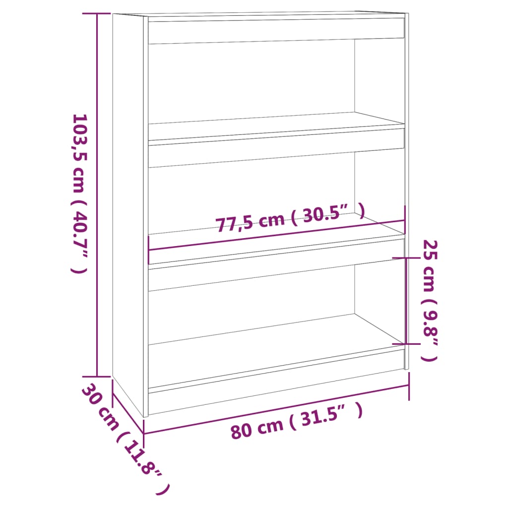 vidaXL Book Cabinet/Room Divider 31.5"x11.8"x40.7" Solid Wood Pine