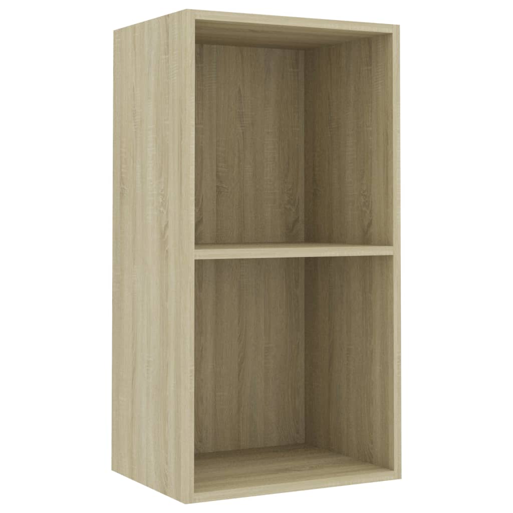 vidaXL 2-Tier Book Cabinet Sonoma Oak 15.7"x11.8"x30.1" Engineered Wood