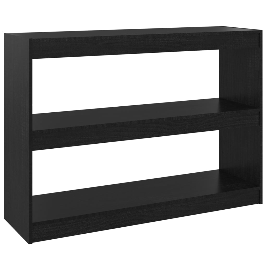 vidaXL Book Cabinet Room Divider Black 39.4"x11.8"x28.1" Solid Wood Pine