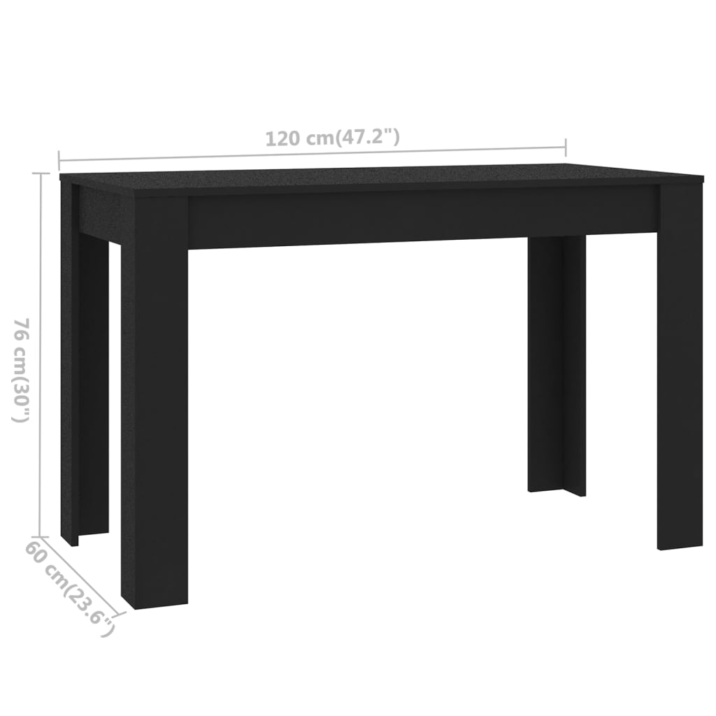 vidaXL Dining Table Black 47.2"x23.6"x29.9" Engineered Wood
