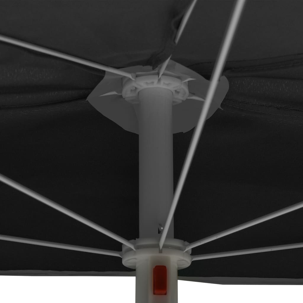 vidaXL Garden Half Parasol with Pole 70.9"x35.4" Anthracite