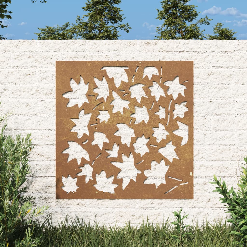 vidaXL Patio Wall Decoration 21.7"x21.7" Corten Steel Maple Leaf Design