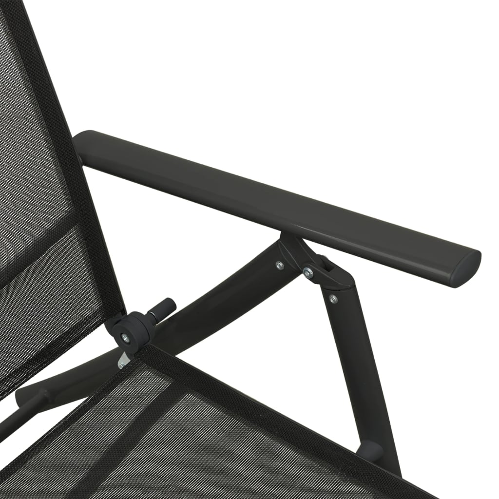 vidaXL 3 Piece Patio Lounge Set Textilene and Aluminum Black