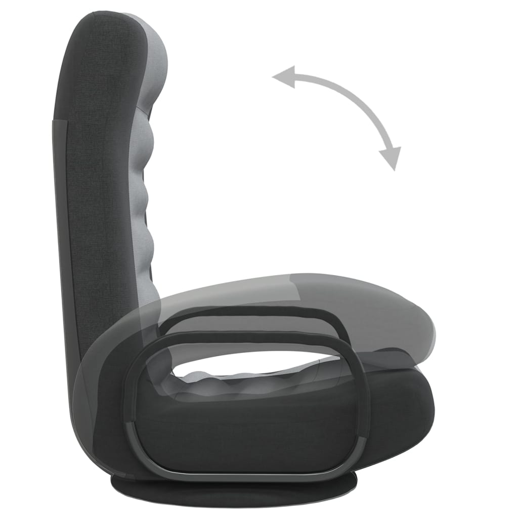 vidaXL Swivel Floor Chair Black and Light Gray Fabric