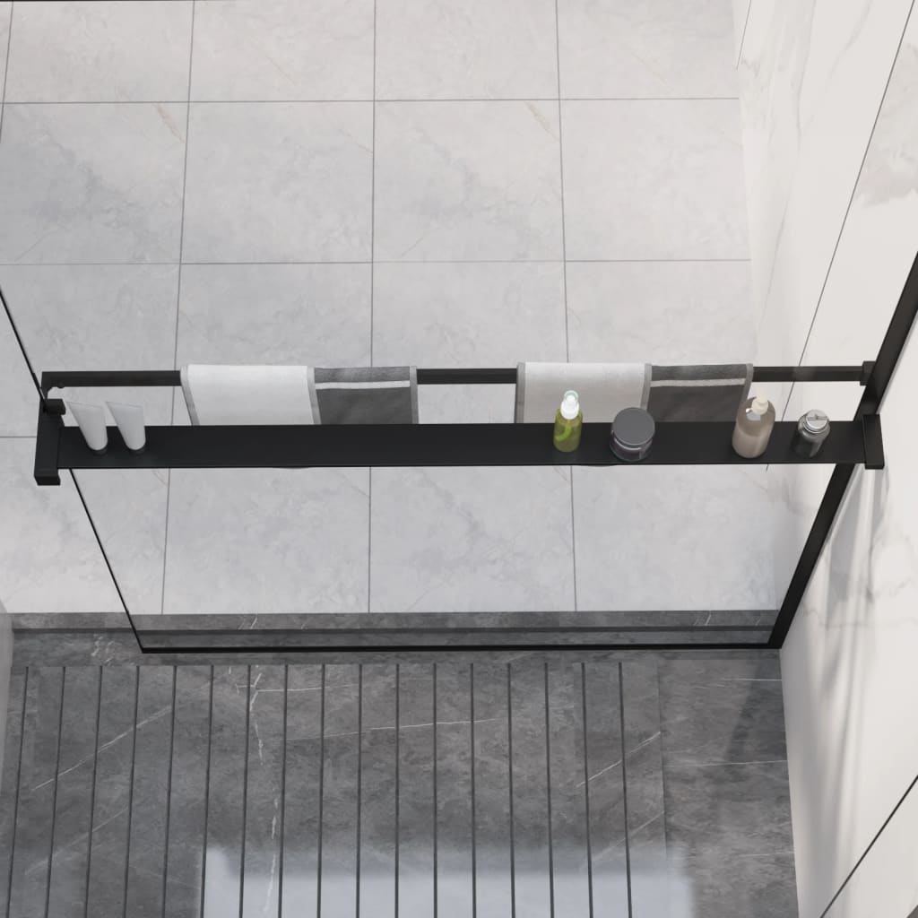 vidaXL Shower Shelf for Walk-in Shower Wall Black 39.4" Aluminum