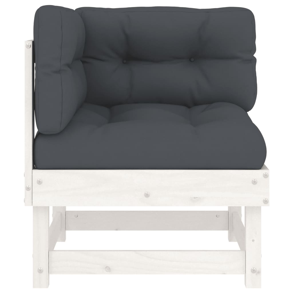 vidaXL Corner Sofas with Cushions 2 pcs White Solid Wood Pine