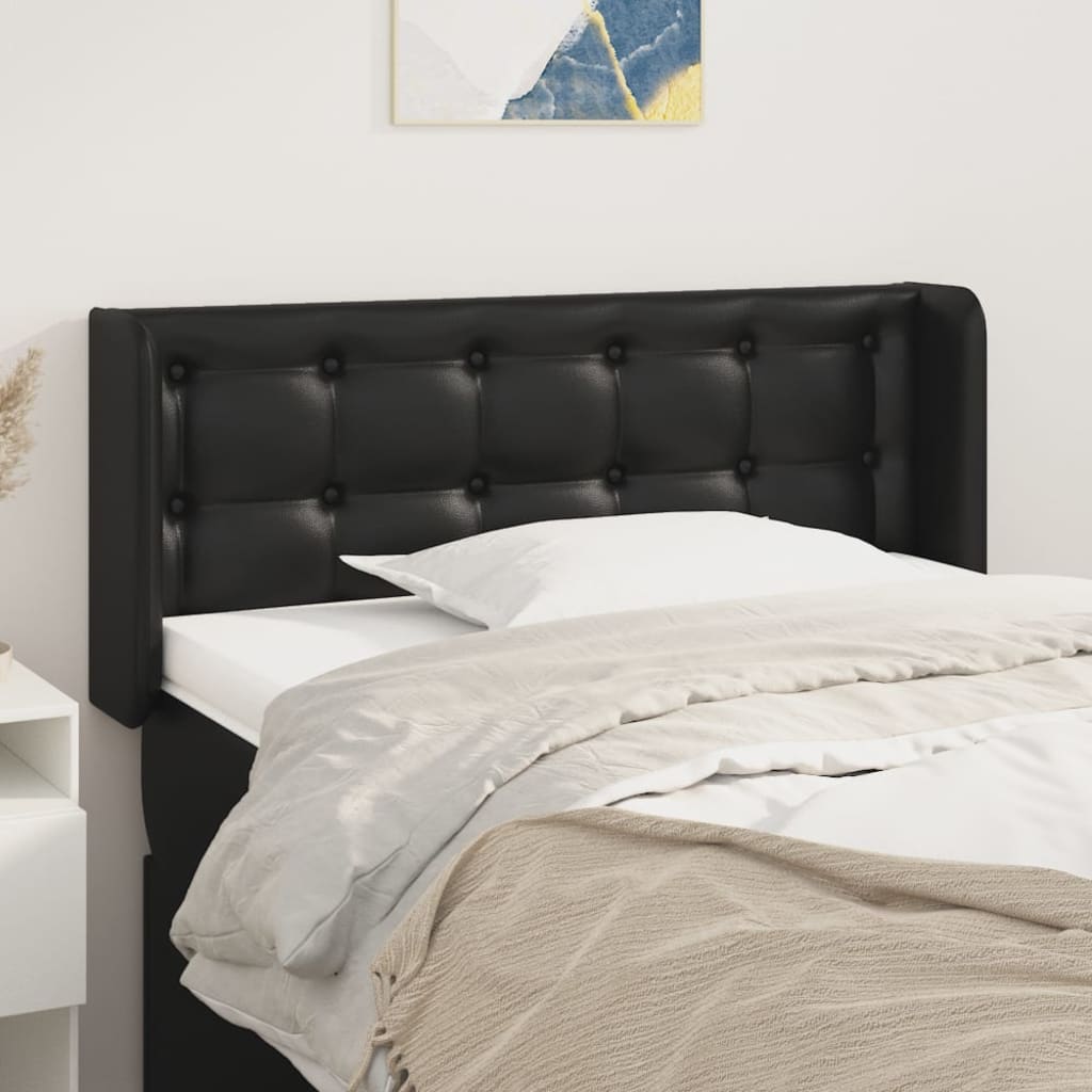 vidaXL Headboard with Ears Black 40.6"x6.3"x30.7"/34.6" Faux Leather