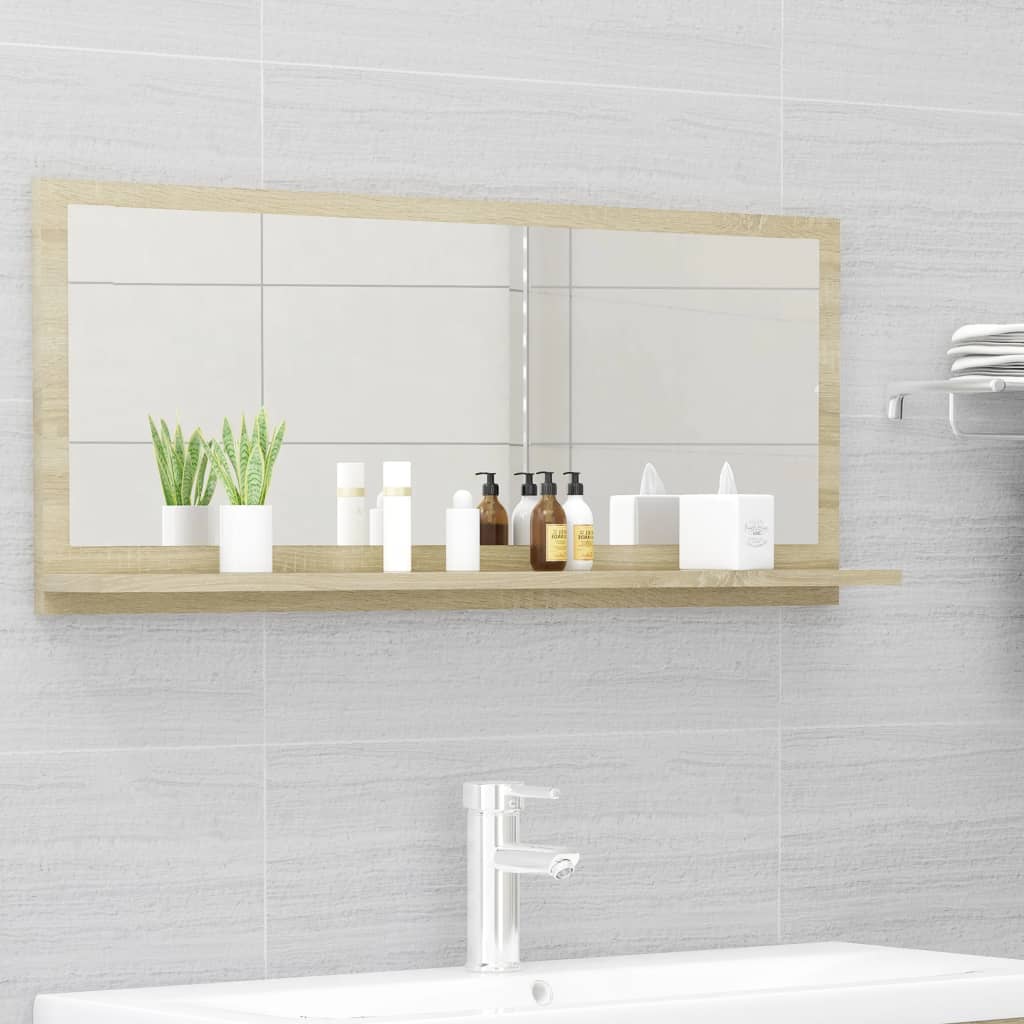 vidaXL Bathroom Mirror Sonoma Oak 35.4"x4.1"x14.6" Chipboard