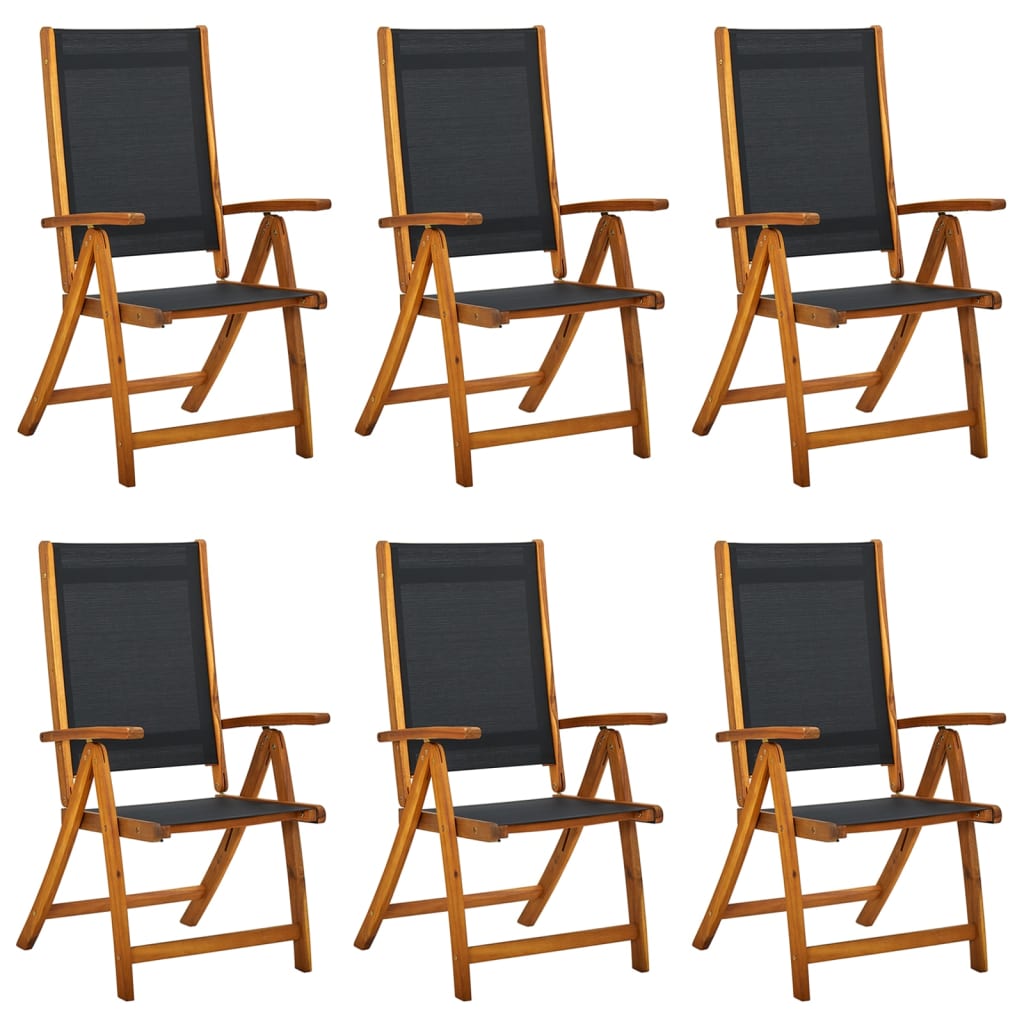 vidaXL Folding Patio Chairs 6 pcs Solid Wood Acacia and Textilene