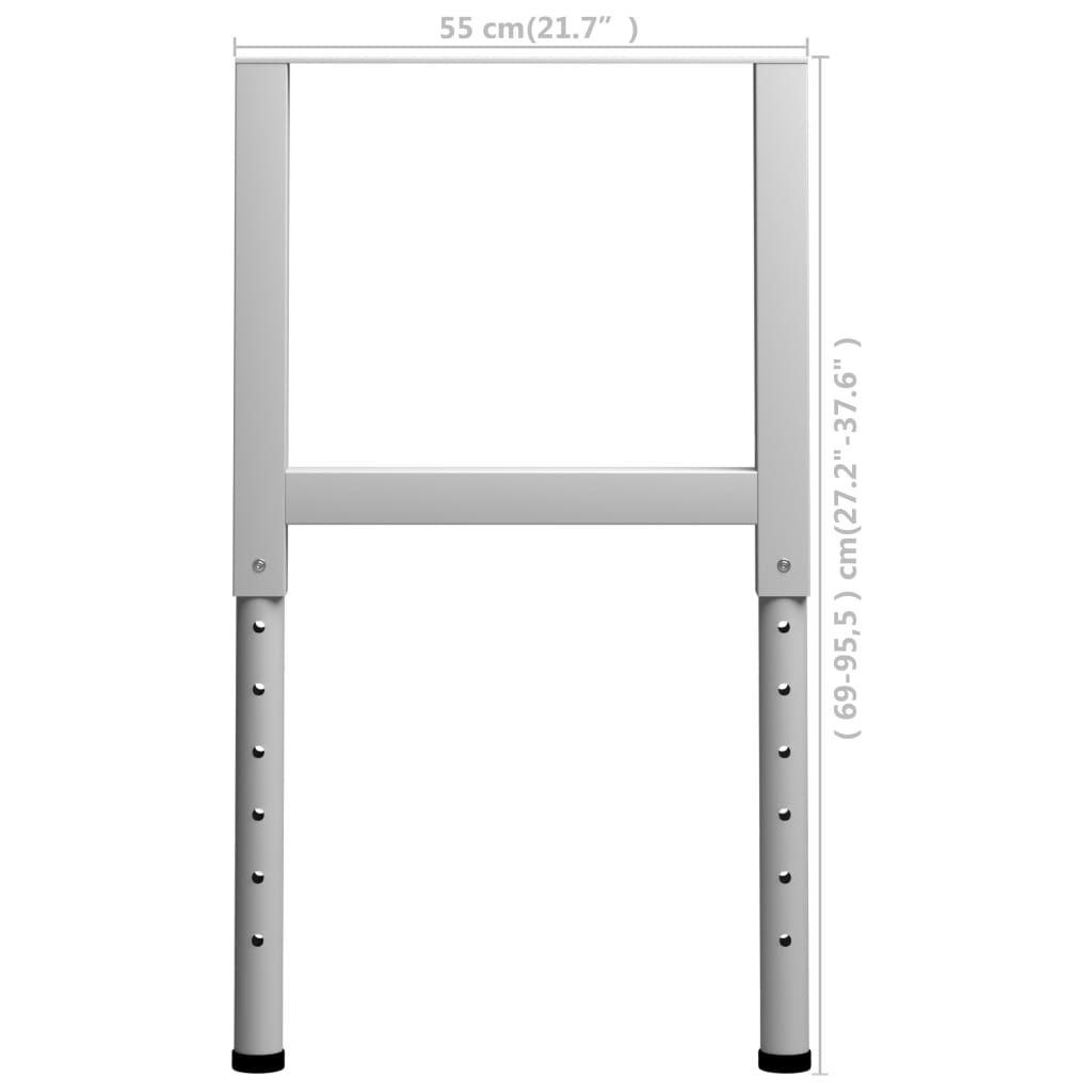 vidaXL Adjustable Work Bench Frames 2 pcs Metal 21.7"x(27.2"-37.6") Gray