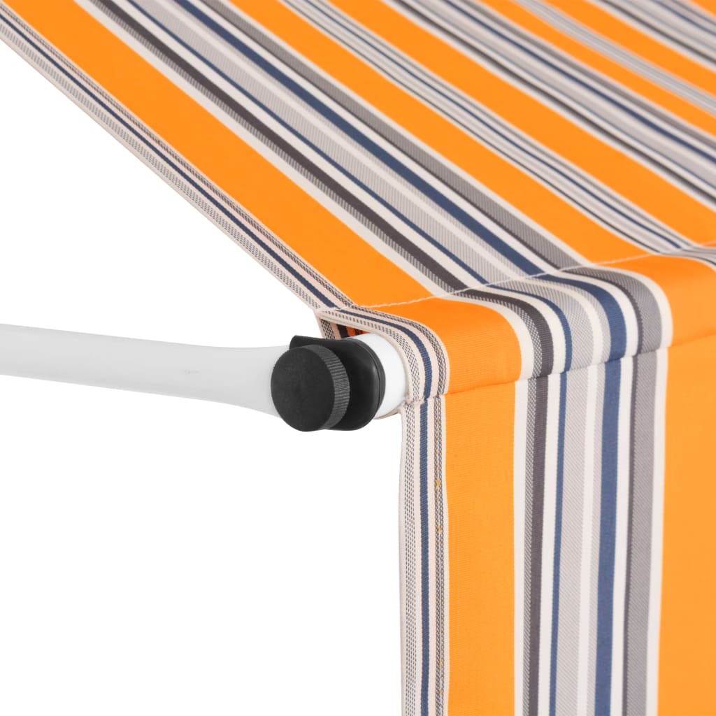vidaXL Manual Retractable Awning 59" Yellow and Blue Stripes
