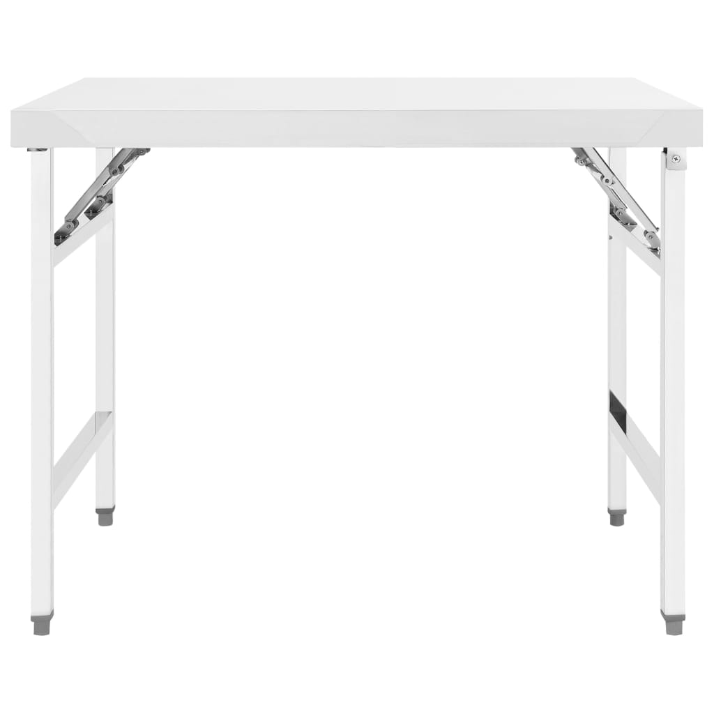 vidaXL Kitchen Folding Work Table 39.4"x24"x32" Stainless Steel