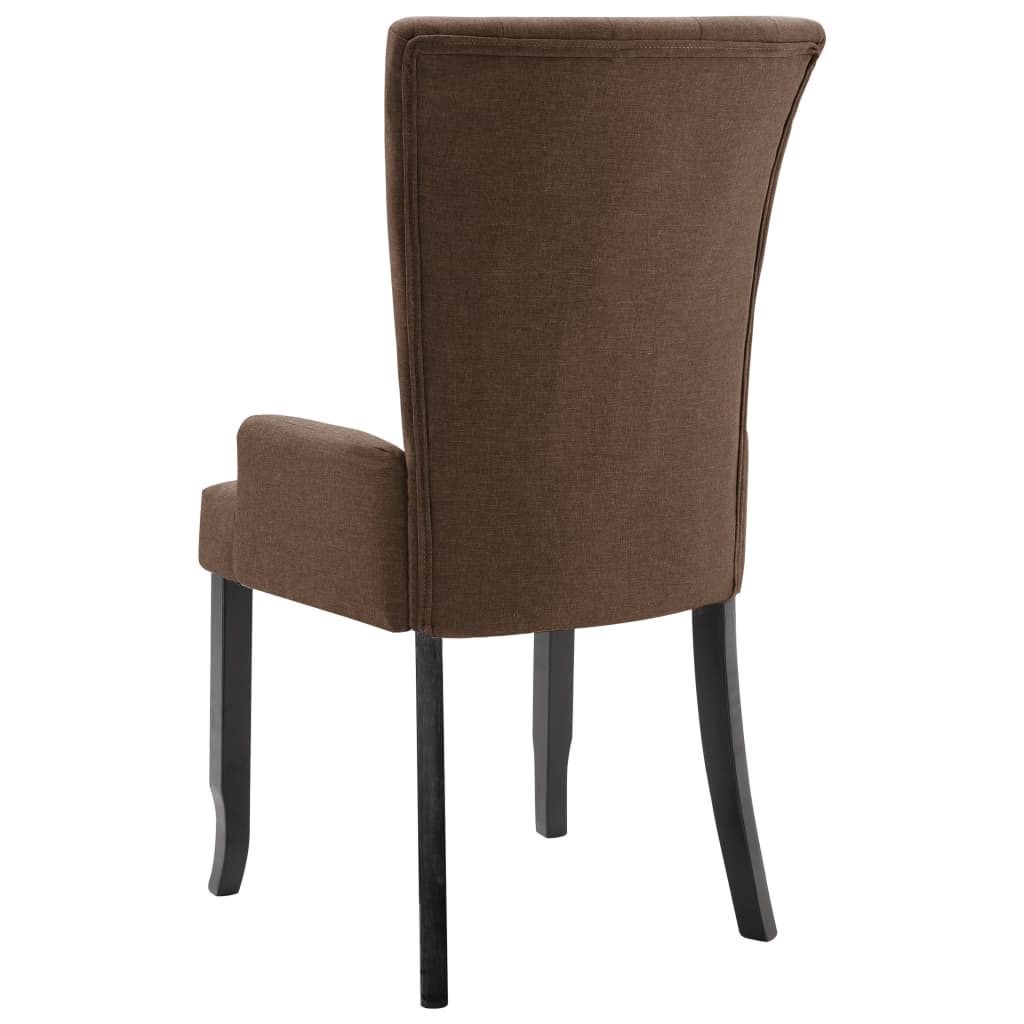 vidaXL Dining Chairs with Armrests 2 pcs Brown Fabric