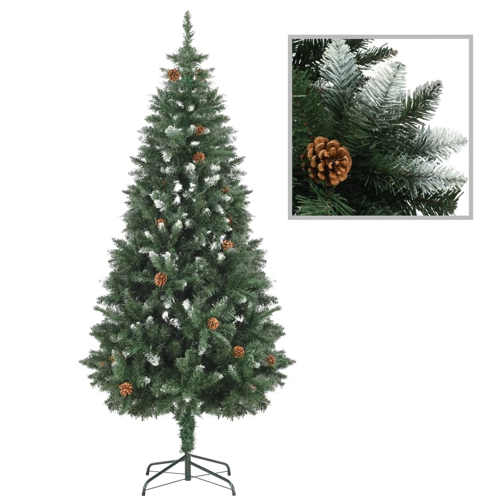 vidaXL Artificial Christmas Tree with Pine Cones and White Glitter 70.9"