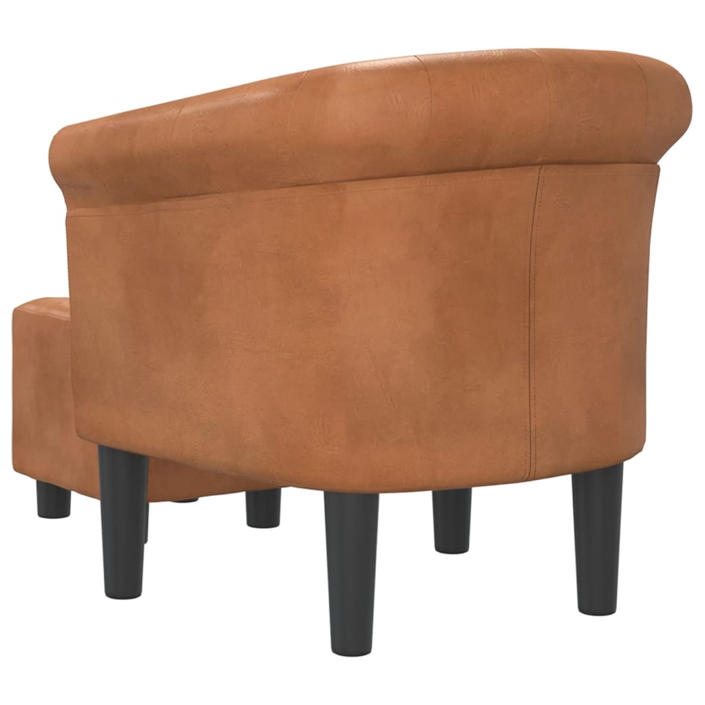 vidaXL Tub Chair with Footstool Brown Faux Leather