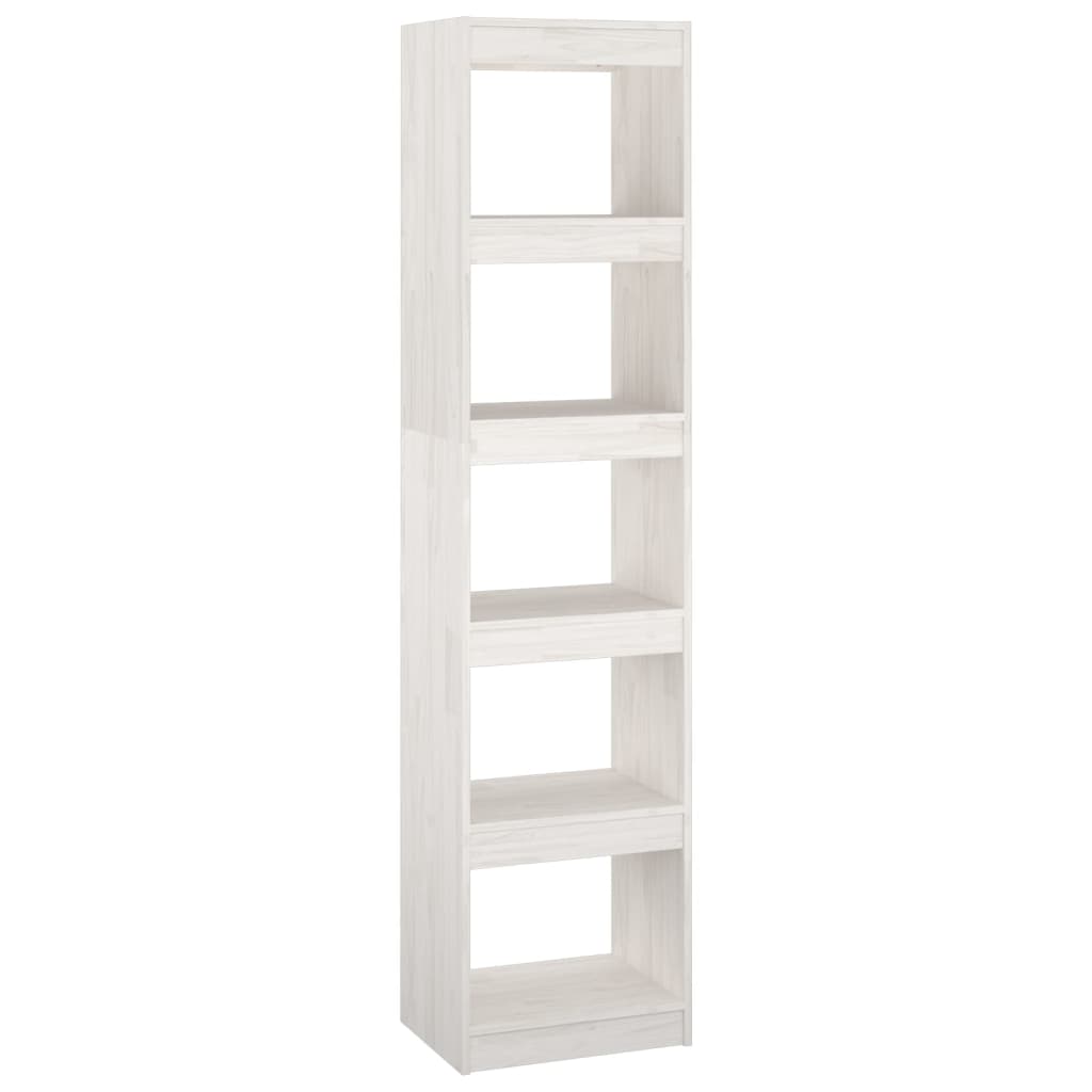 vidaXL Book Cabinet/Room Divider White 15.7"x11.8"x65.9" Solid Wood Pine