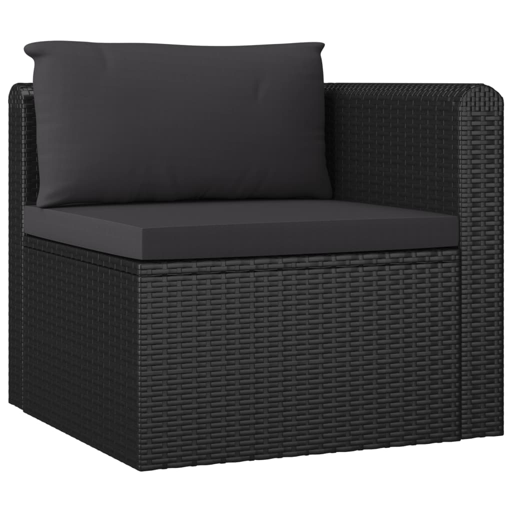 vidaXL 10 Piece Patio Lounge Set with Cushions Poly Rattan Black