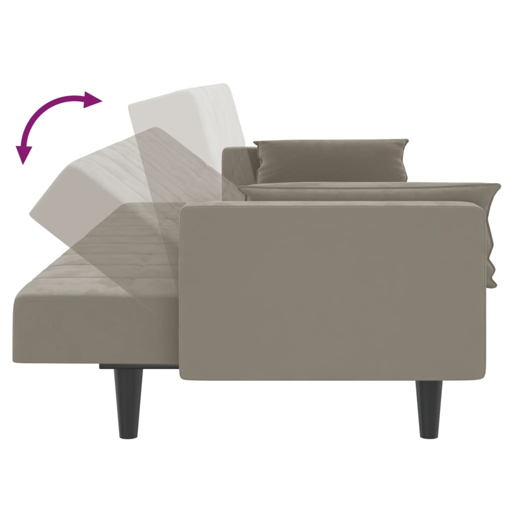 vidaXL 2-Seater Sofa Bed with Two Pillows Light Gray Velvet