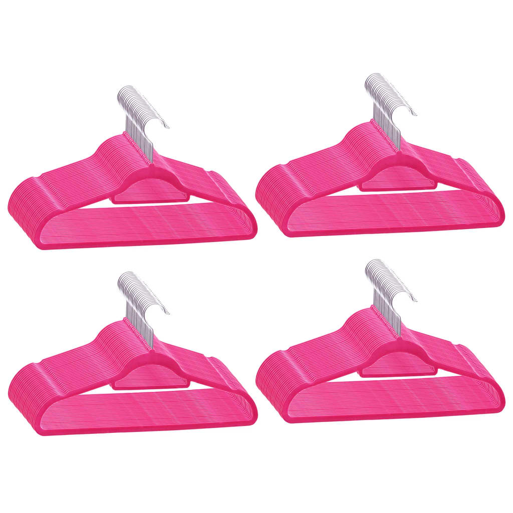 vidaXL 100 pcs Clothes Hanger Set Anti-slip Pink Velvet