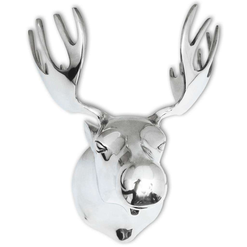 vidaXL Moose Head Decoration Wall-Mounted Aluminum Silver