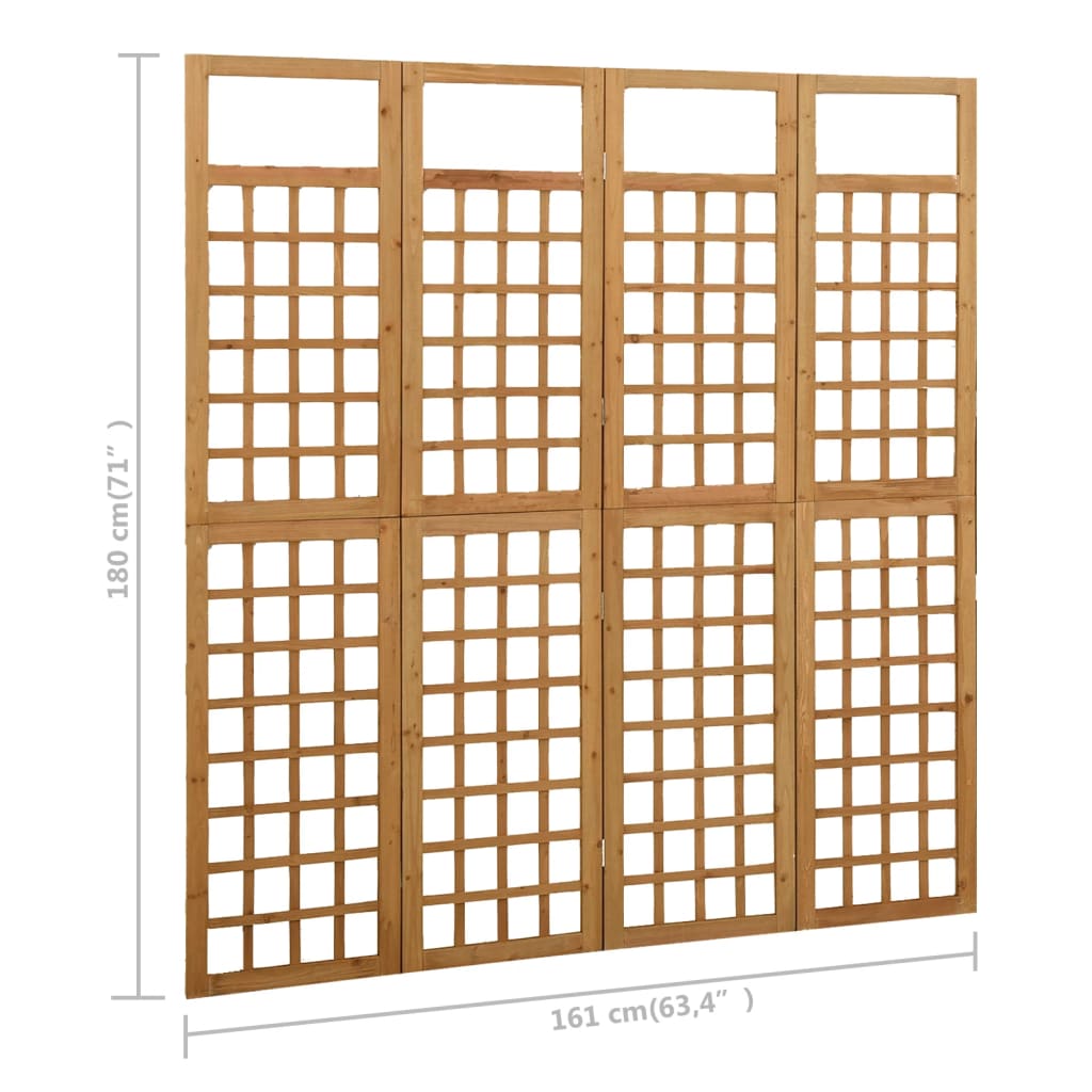 vidaXL 4-Panel Room Divider/Trellis Solid Fir Wood 63.4"x70.9"