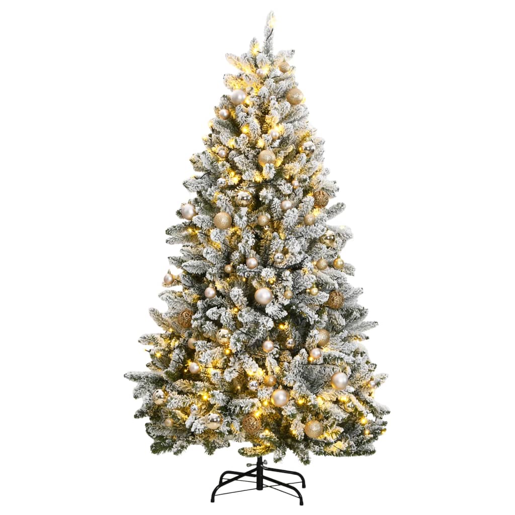 vidaXL Artificial Hinged Christmas Tree 300 LEDs & Ball Set 70.9"