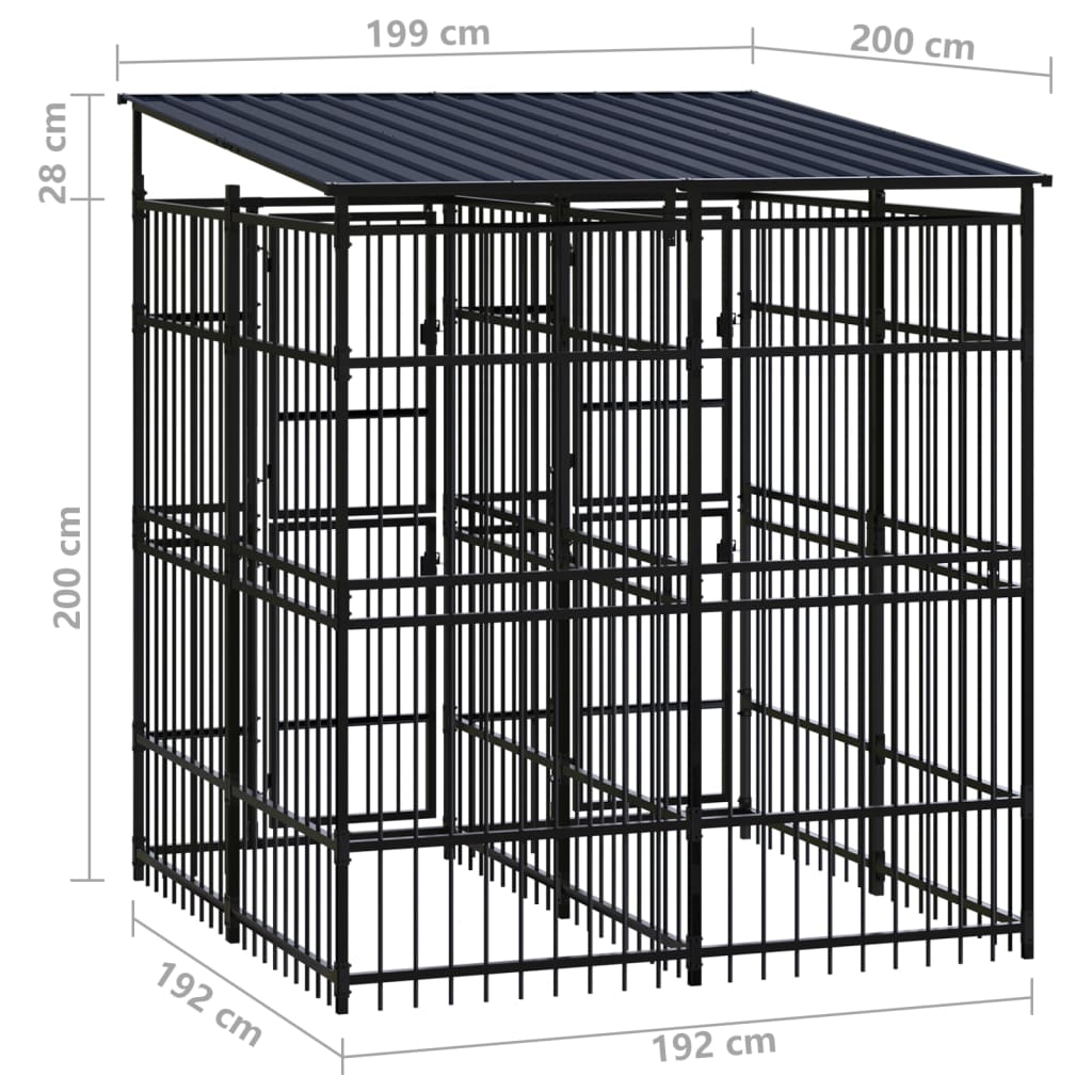 vidaXL Outdoor Dog Kennel with Roof Steel 39.7 ft²