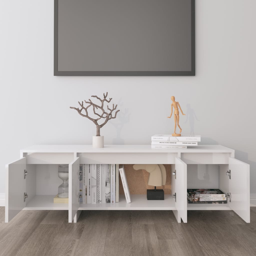 vidaXL TV Cabinet High Gloss White 47.2"x11.8"x15.9" Engineered Wood
