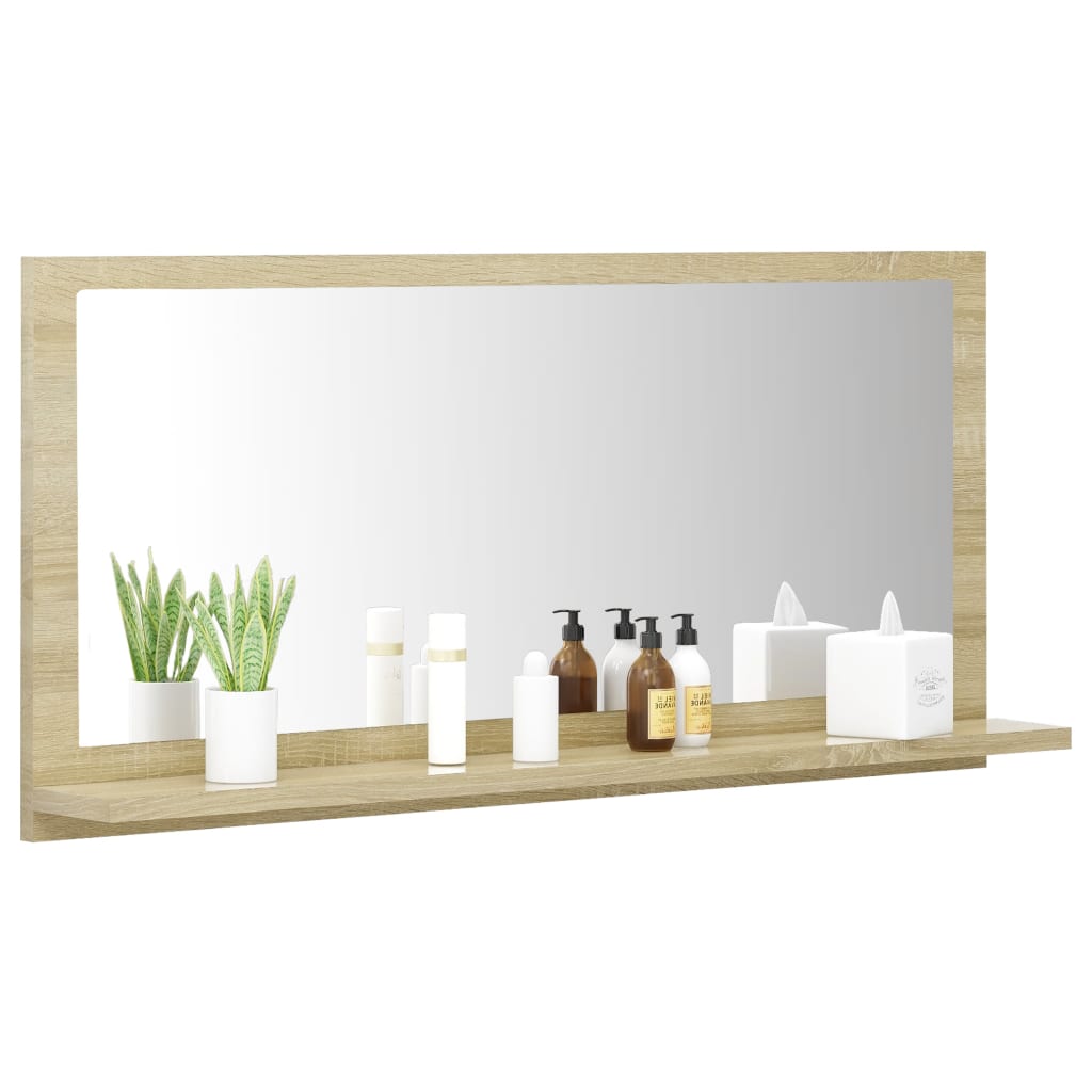 vidaXL Bathroom Mirror Sonoma Oak 31.5"x4.1"x14.6" Engineered Wood