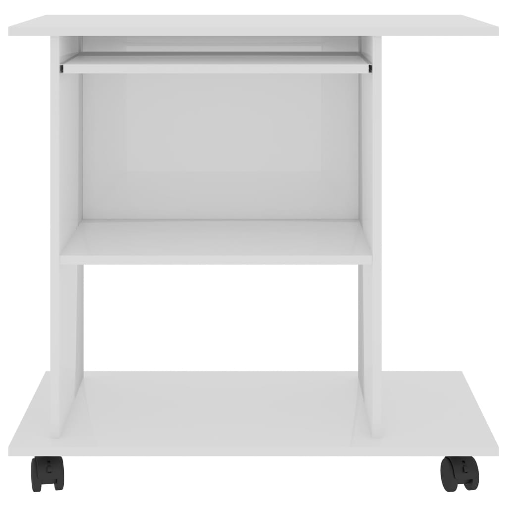 vidaXL Computer Desk High Gloss White 31.5"x19.7"x29.5" Engineered Wood