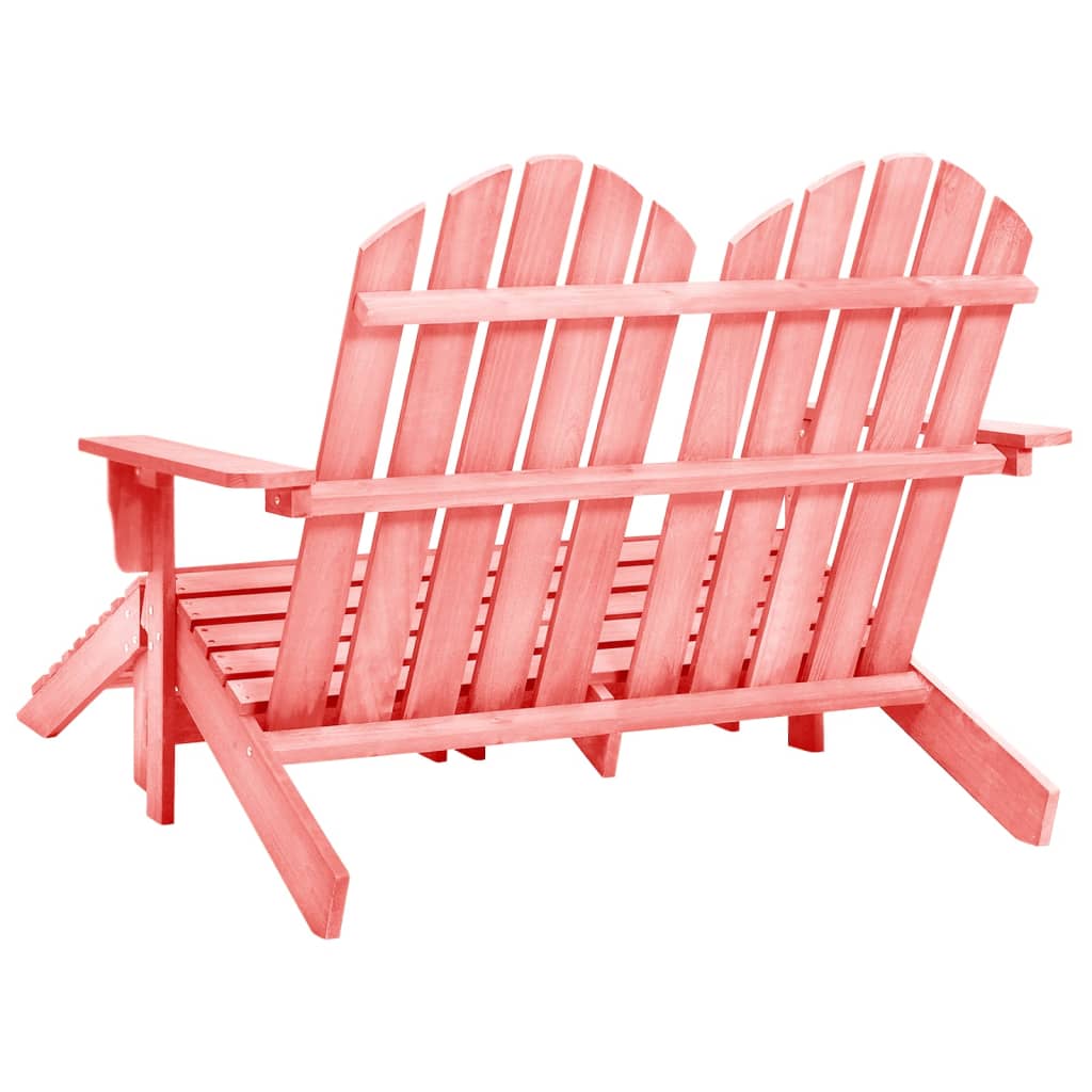 vidaXL 2-Seater Patio Adirondack Chair&Ottoman Fir Wood Pink