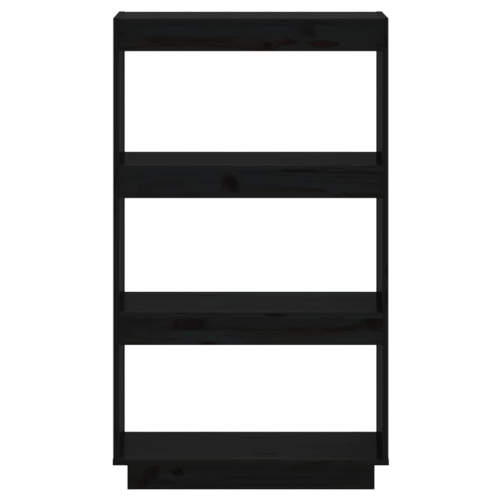 vidaXL Book Cabinet/Room Divider Black 23.6"x13.8"x40.6" Solid Wood Pine