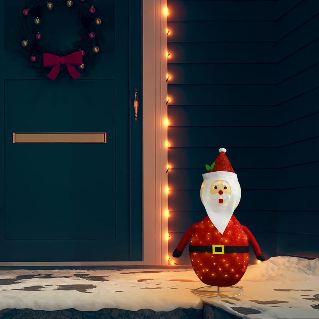 vidaXL Decorative Christmas Santa Claus Figure LED Luxury Fabric 2 ft