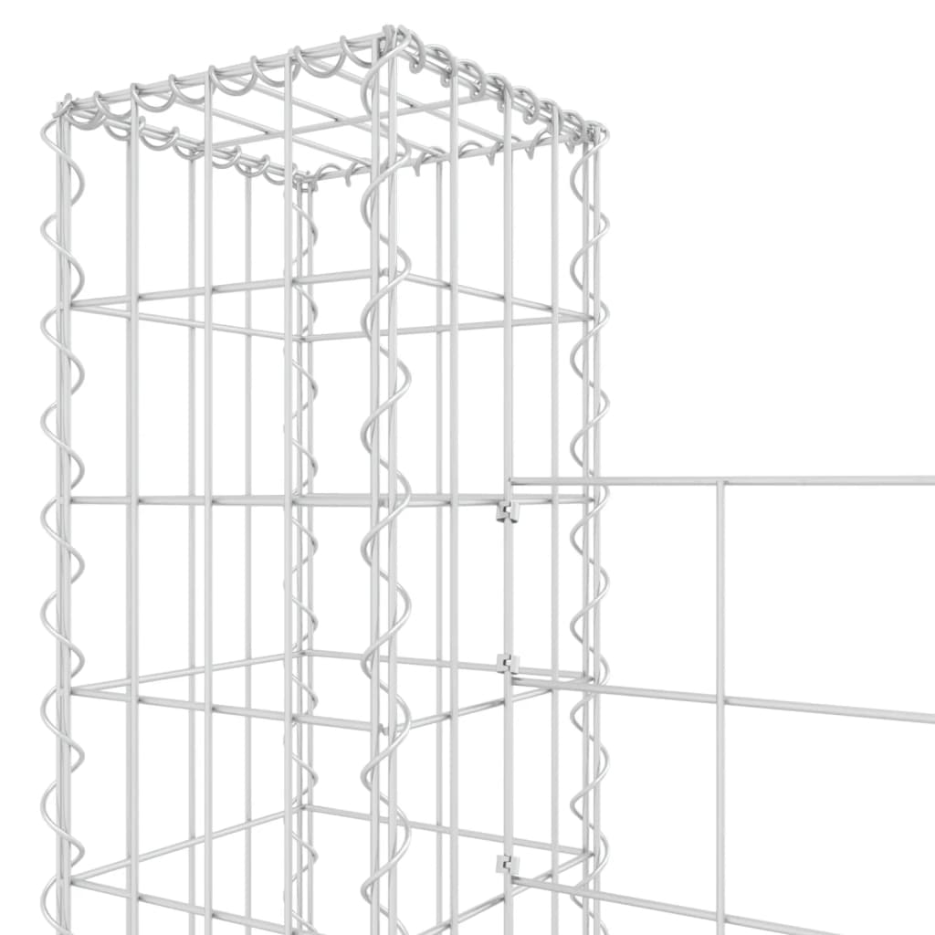 vidaXL U-shape Gabion Basket with 6 Posts Iron 244.1"x7.9"x78.7"