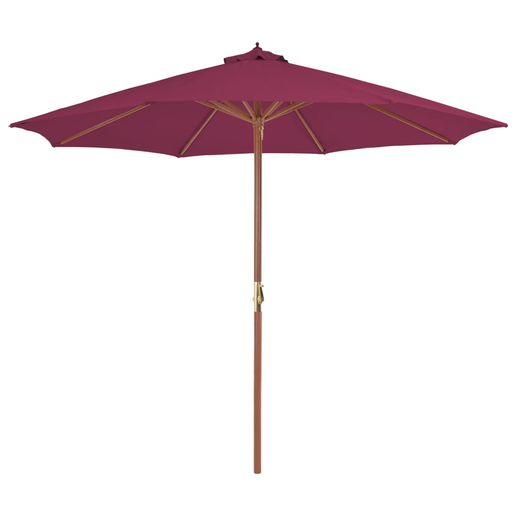 vidaXL Outdoor Parasol with Wooden Pole 118.1" Bordeaux Red