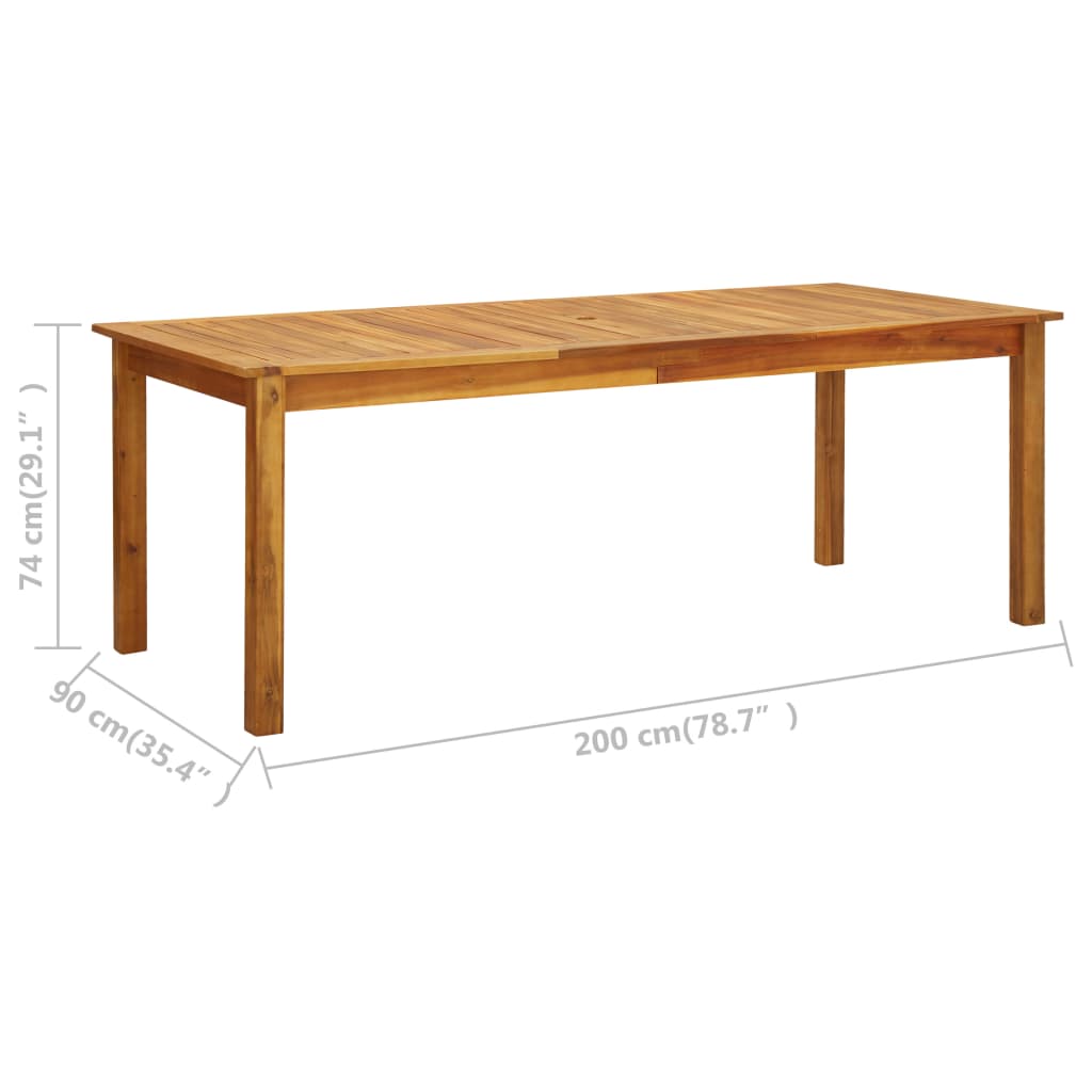 vidaXL Patio Table 78.7"x35.4"x29.1" Solid Acacia Wood