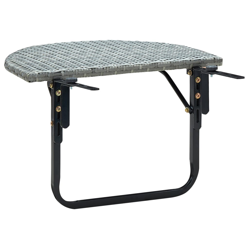 vidaXL Patio Table Gray 23.6"x23.6"x15.7" Poly Rattan